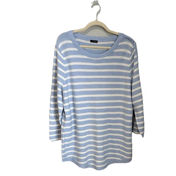 Talbots Sweater Women’s Long Sleeve Pullover Size X-Large Blue White Stripes - Picture 1 of 7